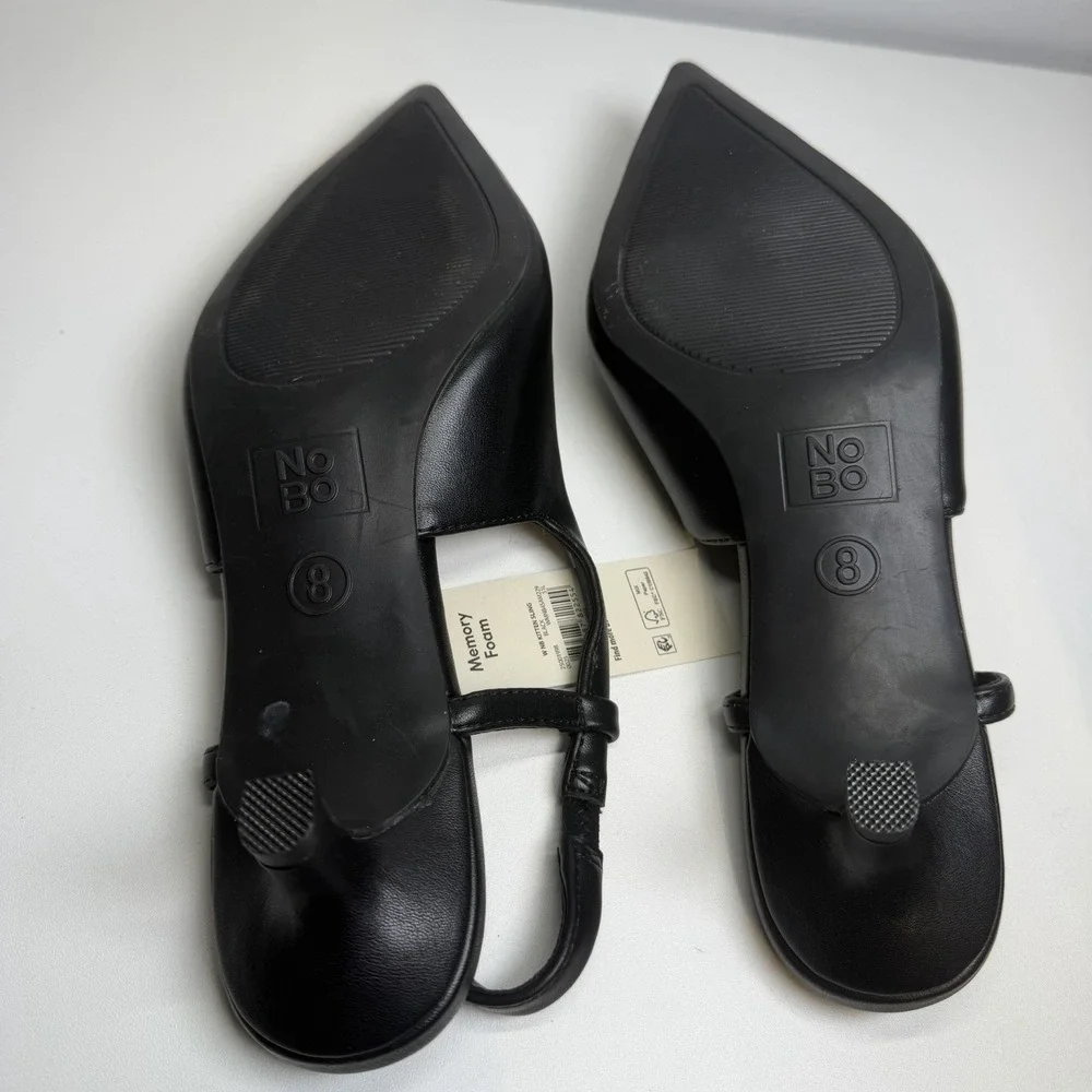 No Boundaries Kitten Sling Heels Women's Size  8 Wide Black Slip On Heeled
